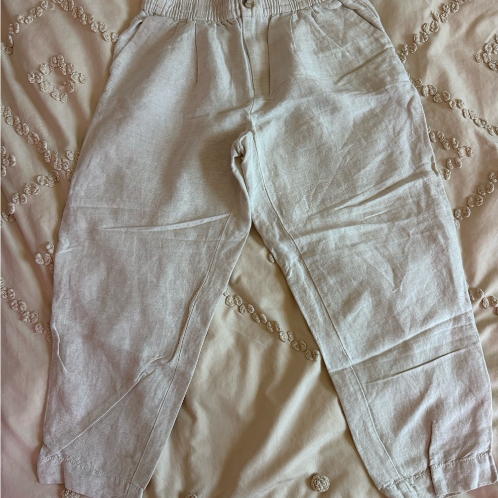 Madewell Cream Elastic Waist Pants